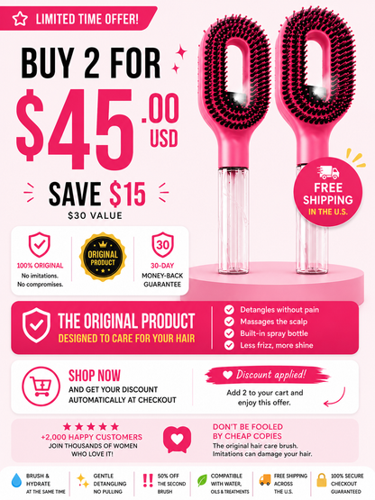 2-in-1 Brush - Smooth and tangle-free hair in minutes ✨