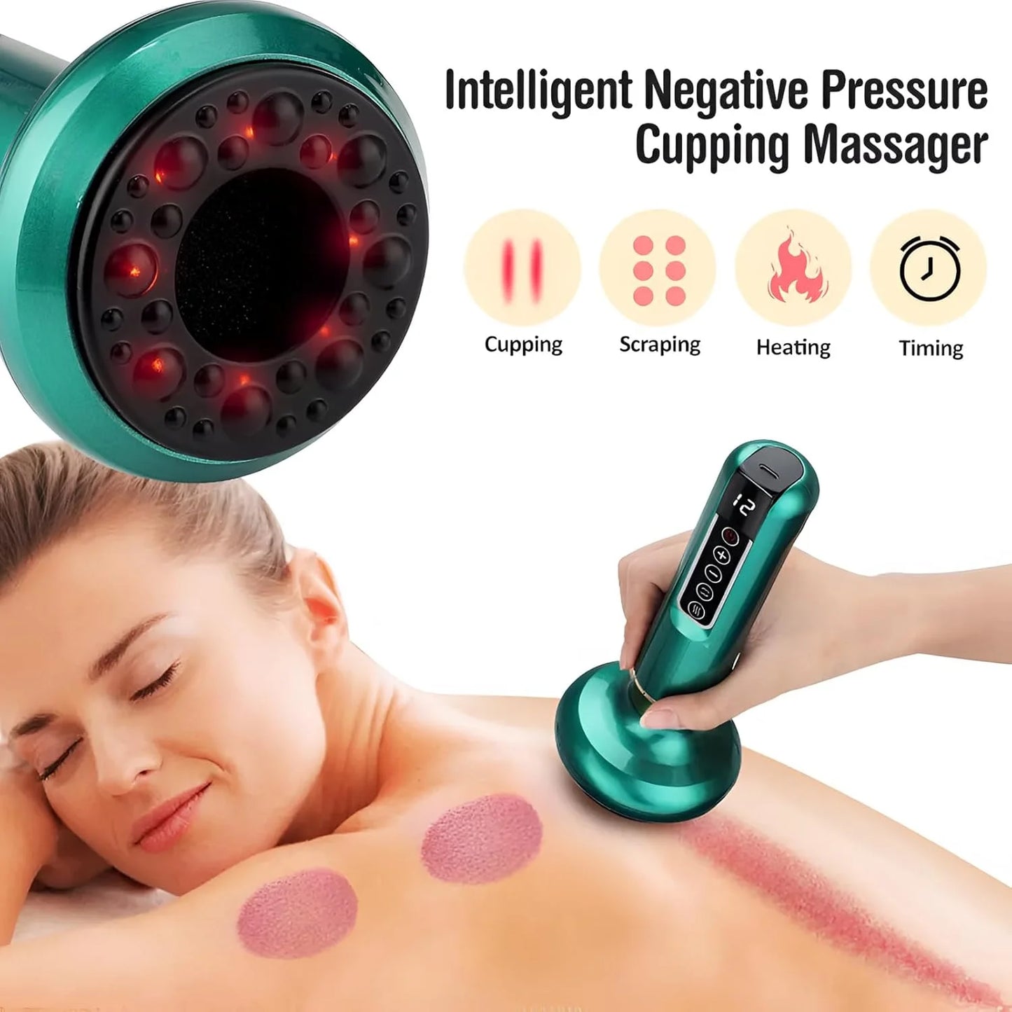 12 Gear Intelligent Suction Medical Cupping Set Beauty Massager Glass Jars anti Cellulite Cupping Vacuum Slimming Guasha Massage