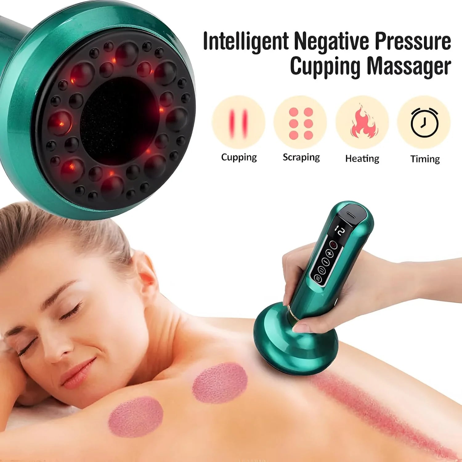 12 Gear Intelligent Suction Medical Cupping Set Beauty Massager Glass Jars anti Cellulite Cupping Vacuum Slimming Guasha Massage